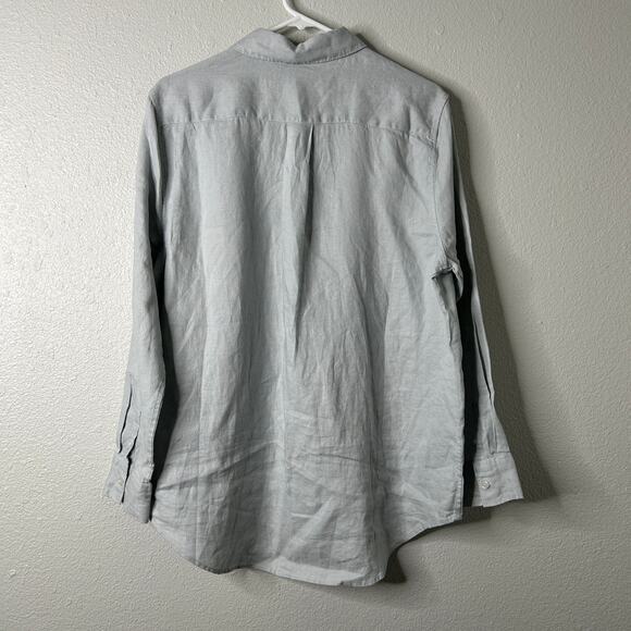 Quince European Linen Button Up Shirt Women’s Large Mist Blue NWT Long Sleeve - Picture 8 of 9
